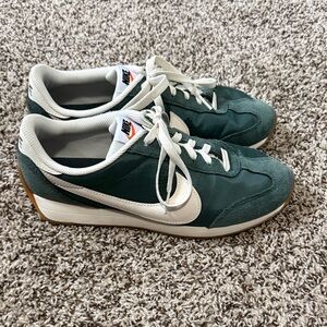 Nike Dark Green and White Low-Profile Retro Trainer Sneakers